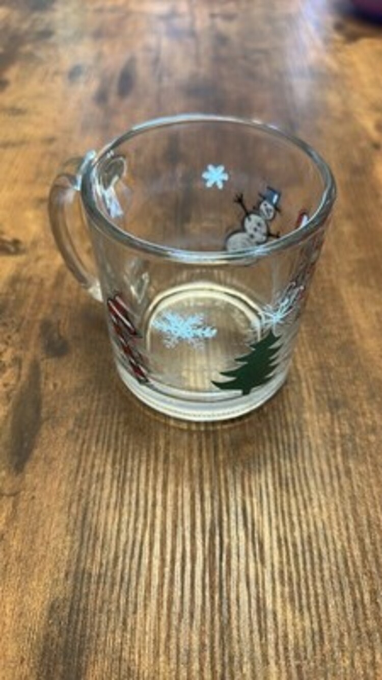 Vintage Starbucks Holiday Snowman & Candy Cane Glass Mug